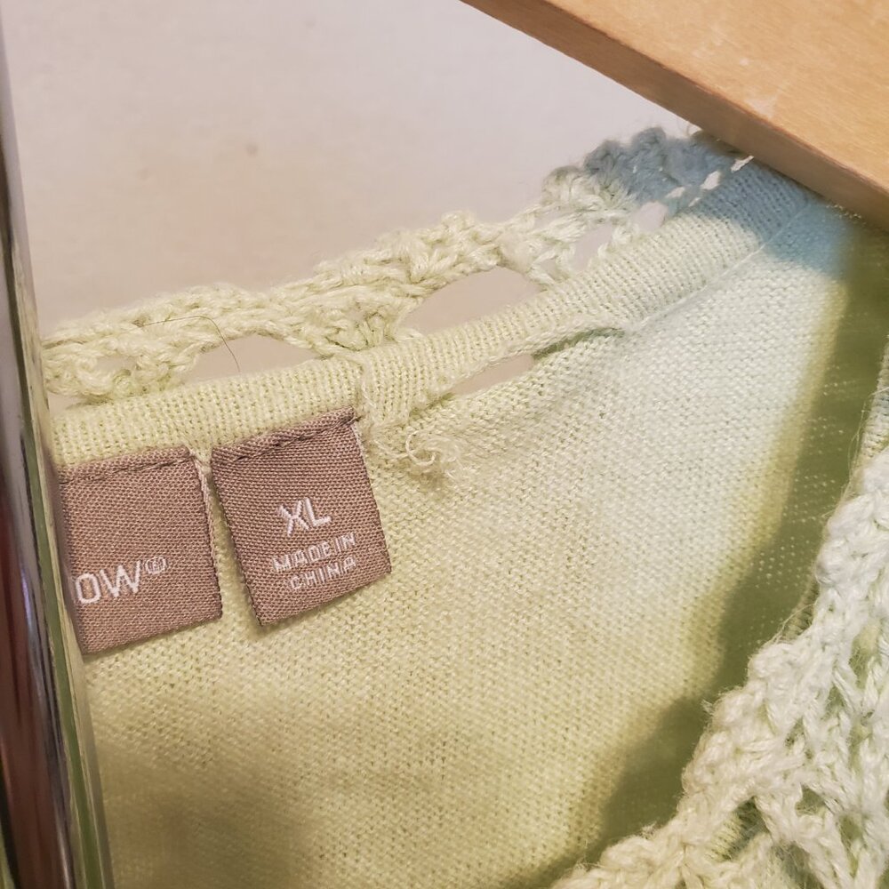 Croft and Barrow green crochet size XL long sleeves - Picture 3 of 12